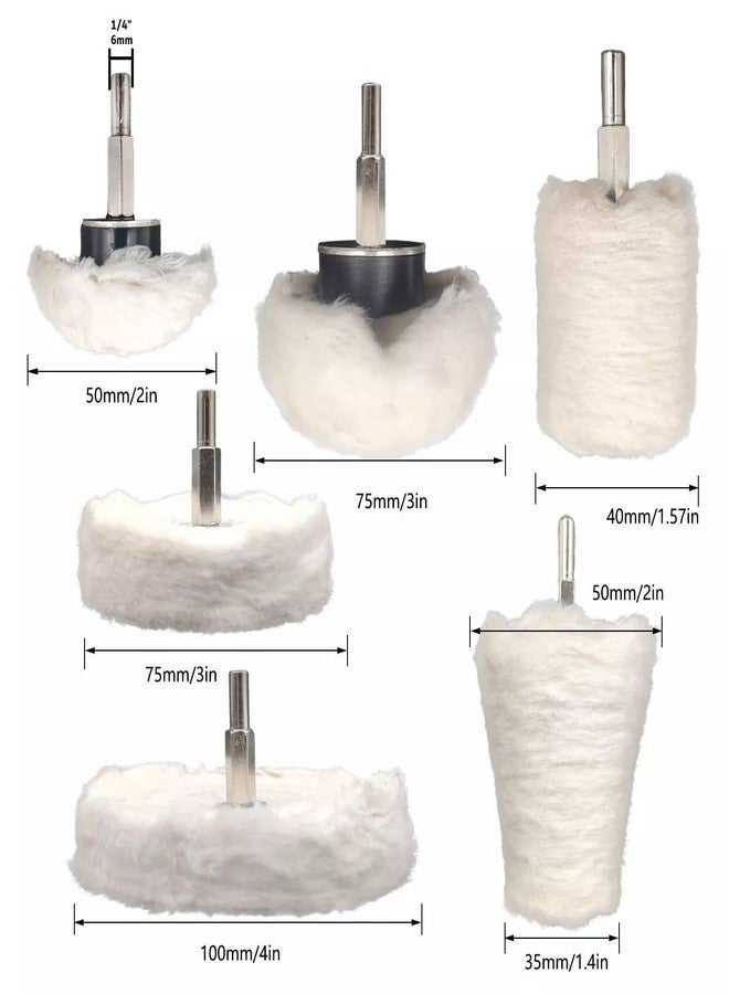 Inditrust مجموعة عجلات تلميع إنديترست، 6 قطع، وسادة تلميع بيضاء، أداة تلميع على شكل عجلة للمعادن والألومنيوم والفولاذ المقاوم للصدأ والمجوهرات والخشب والبلاستيك والسيراميك والزجاج - Image 2